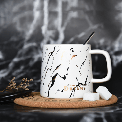 

كوب سيراميك أبيض بتصميم رخامي - N-083