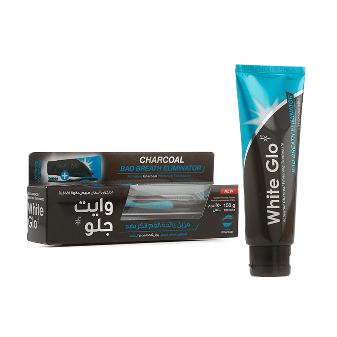 White Glo Charcoal Bad Breath Eliminator Whitening Toothpaste 150 g