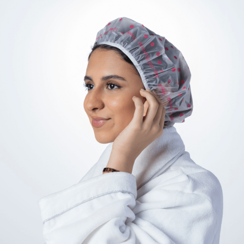 

غطاء استحمام للشعر من سيفيزا - شفاف منقط بالوردي - N-094