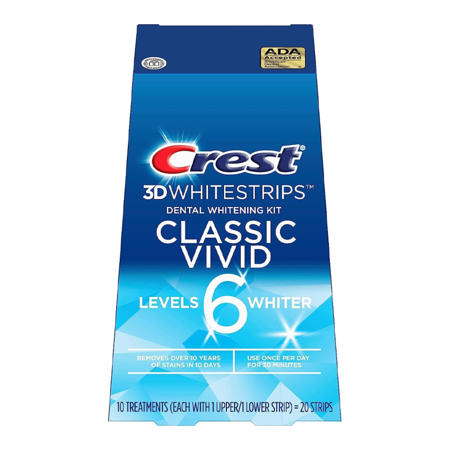 Crest 3D Whitestrips Classic Vivid No Slip Dental Whitening Kit - 20 ...